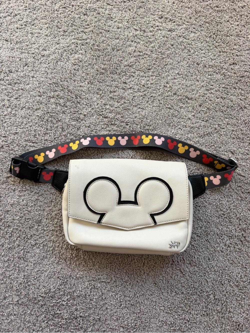 GUC Freshly Picked White Crossbody Bag with Multicolor Mickey Strap
